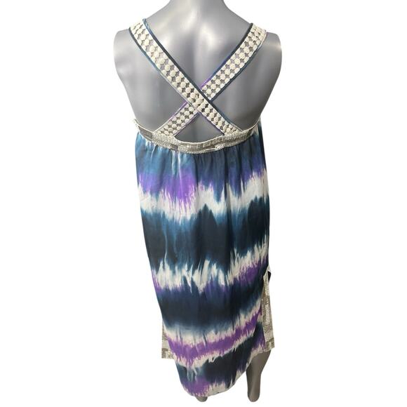 Calypso St. Barth Silk Jeweled Tie Dye Mini Dress 8 Embellished Vacation Resort - Picture 2 of 12